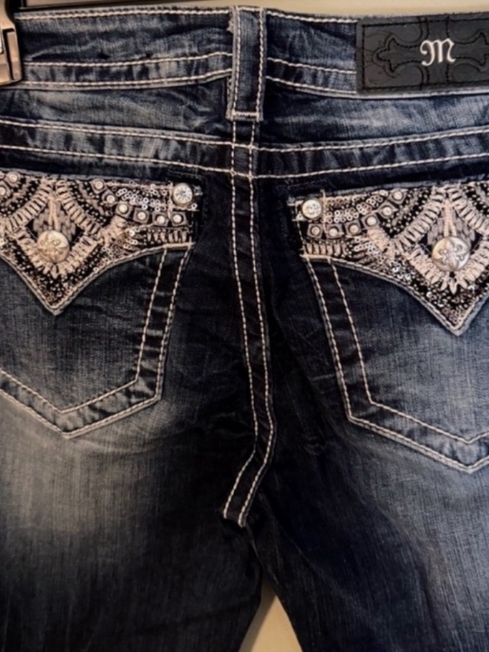 Gorgeous Y2K Miss Me Boot Jeans With Embellished Pockets 31” Inseam